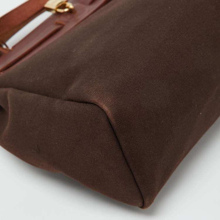 Pre Owned Hermès Cafe/Terre Canvas and Leather 2in1 Herbag Zip 31 Bag