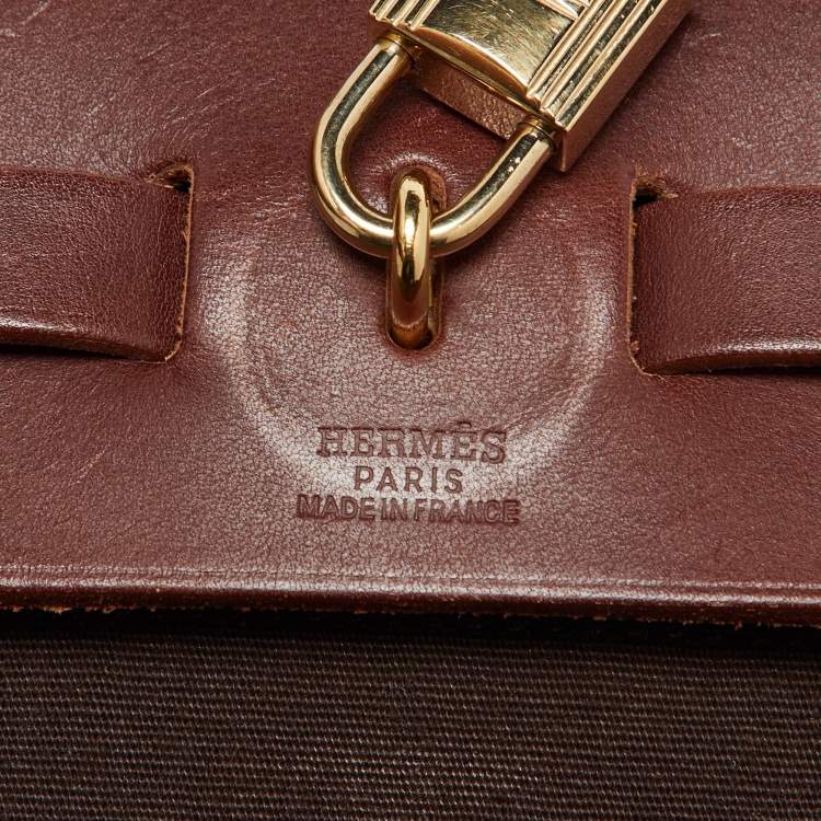 Pre Owned Hermès Cafe/Terre Canvas and Leather 2in1 Herbag Zip 31 Bag
