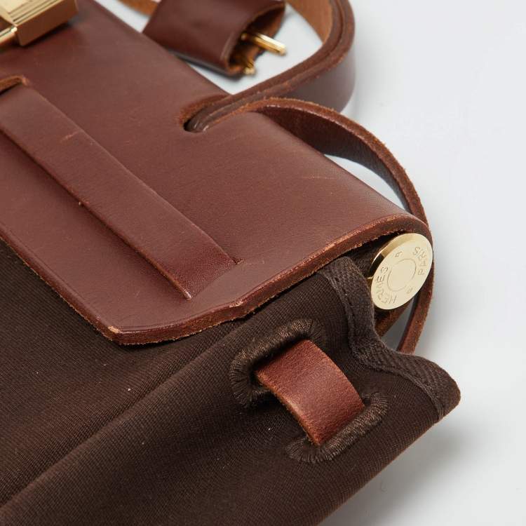 Pre Owned Hermès Cafe/Terre Canvas and Leather 2in1 Herbag Zip 31 Bag