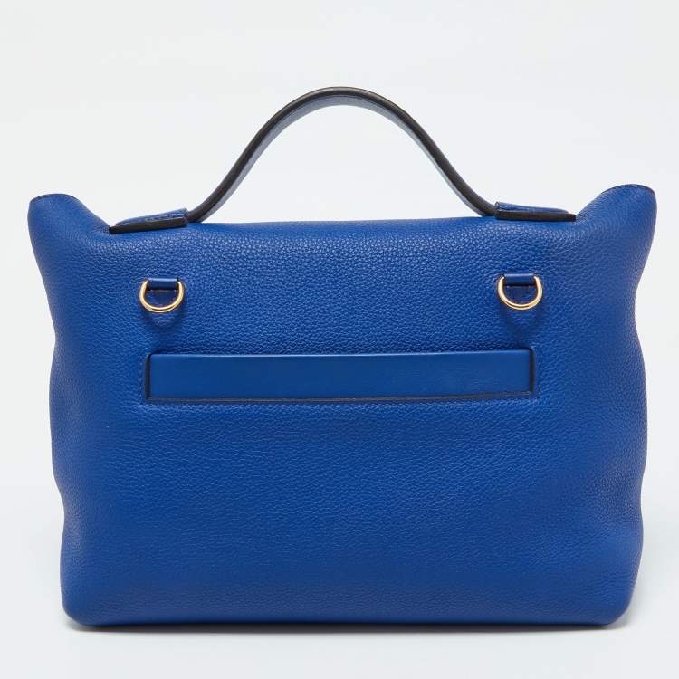 Pre Owned Hermes Blue Royal/Tabac Camel/Fauve Evercolor and Swift Leather Gold Finish 24/24 29 Bag