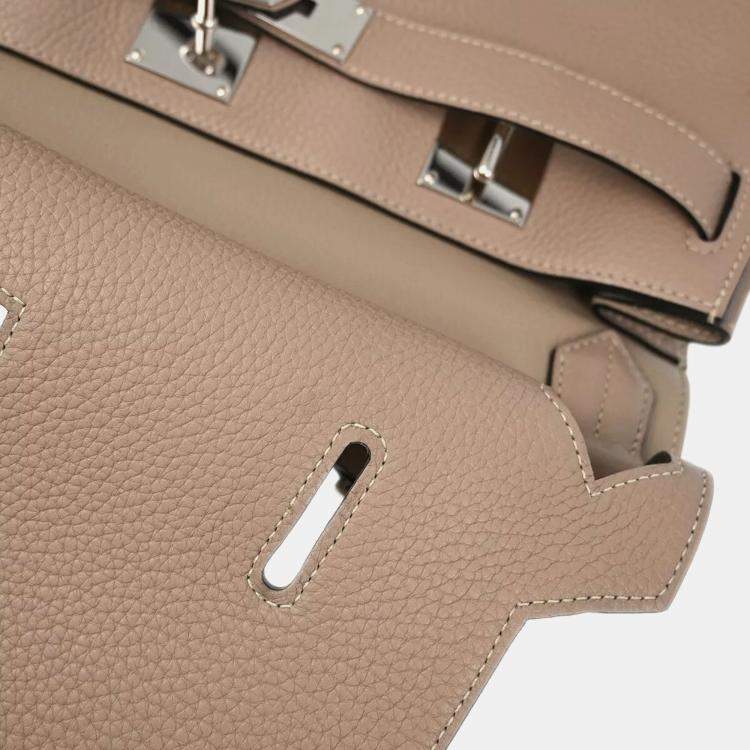 Pre Owned Hermes Tourterelle Taurillon Clemence Jypsiere 34 Shoulder Bag