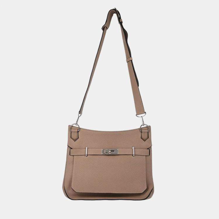 Pre Owned Hermes Tourterelle Taurillon Clemence Jypsiere 34 Shoulder Bag