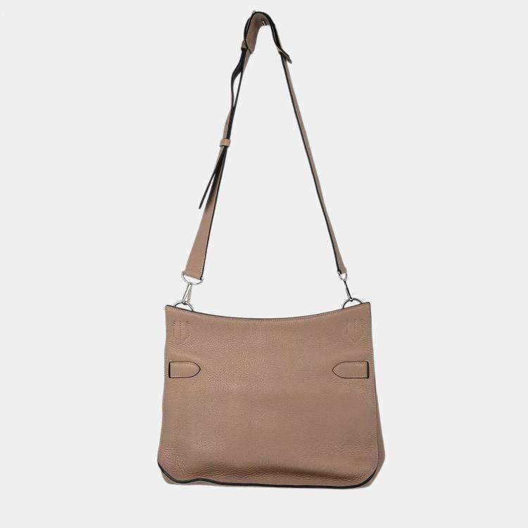 Pre Owned Hermes Tourterelle Taurillon Clemence Jypsiere 34 Shoulder Bag