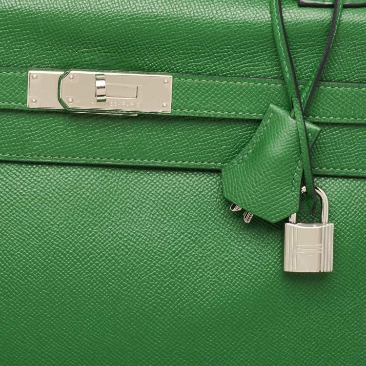 Pre Owned Hermes Vert Bengal Epsom Leather Palladium Finish Kelly Retourne 35 Bag