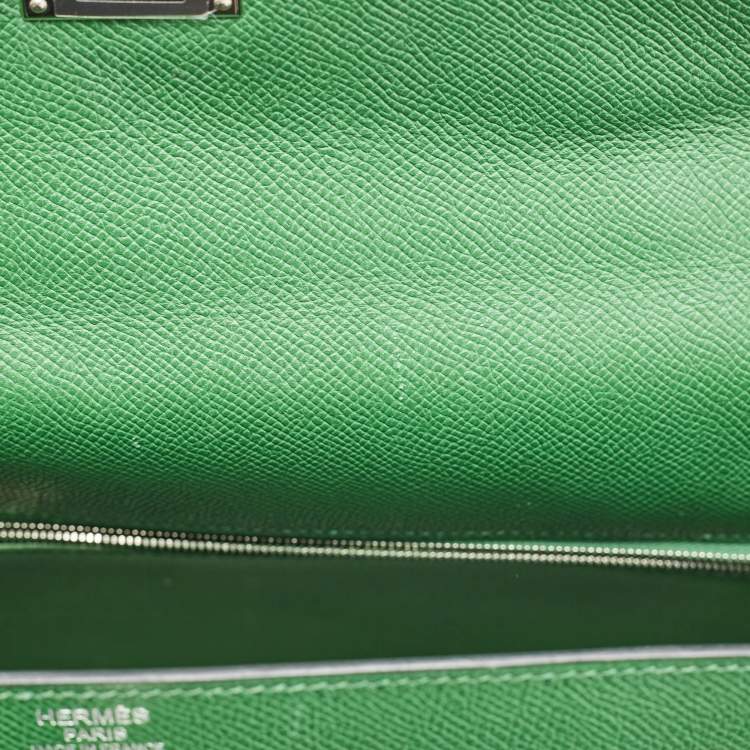 Pre Owned Hermes Vert Bengal Epsom Leather Palladium Finish Kelly Retourne 35 Bag
