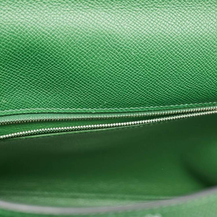Pre Owned Hermes Vert Bengal Epsom Leather Palladium Finish Kelly Retourne 35 Bag