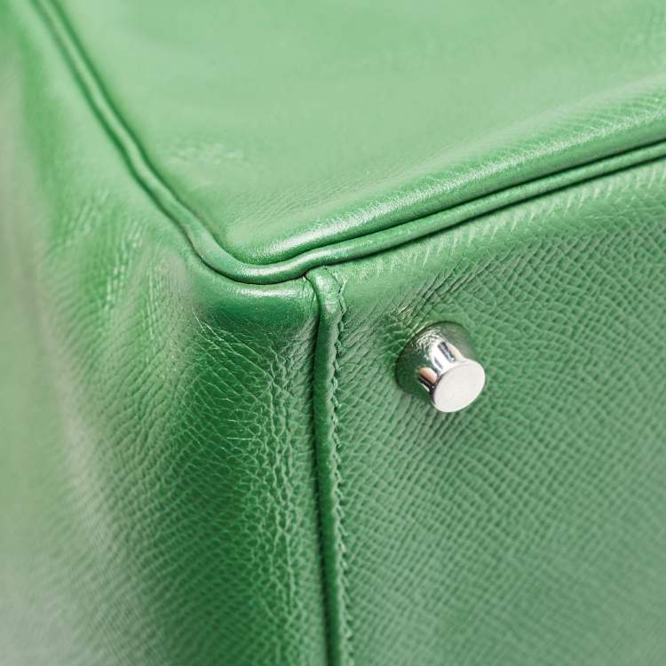 Pre Owned Hermes Vert Bengal Epsom Leather Palladium Finish Kelly Retourne 35 Bag