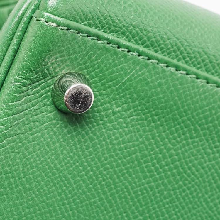 Pre Owned Hermes Vert Bengal Epsom Leather Palladium Finish Kelly Retourne 35 Bag
