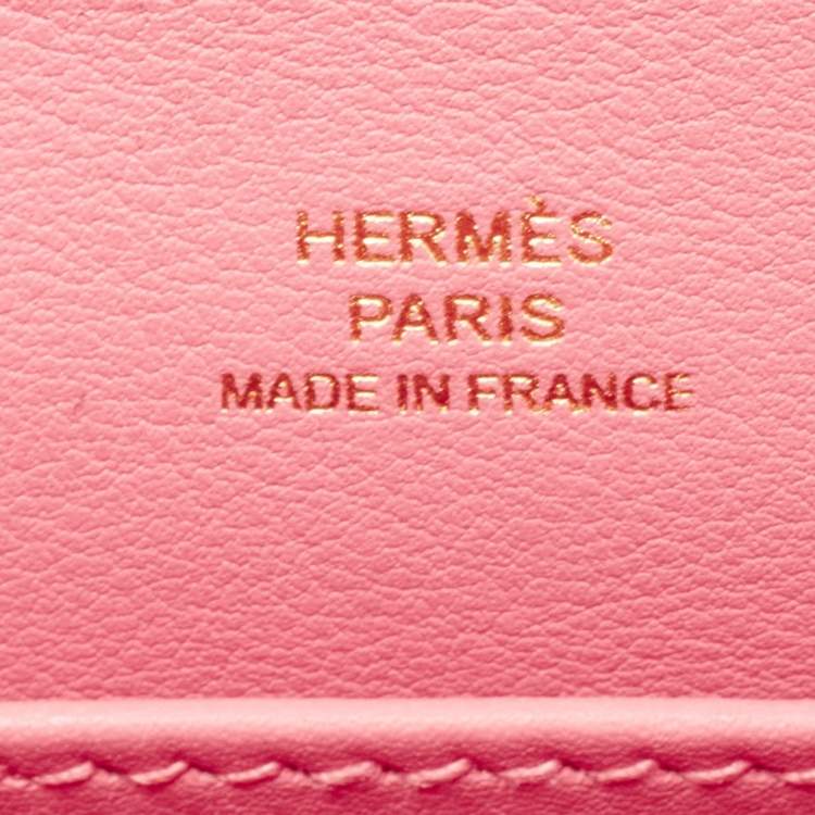 Pre Owned Hermes Rose Azalee Swift Leather Gold Finish Kelly Pochette
