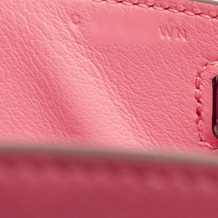 Pre Owned Hermes Rose Azalee Swift Leather Gold Finish Kelly Pochette