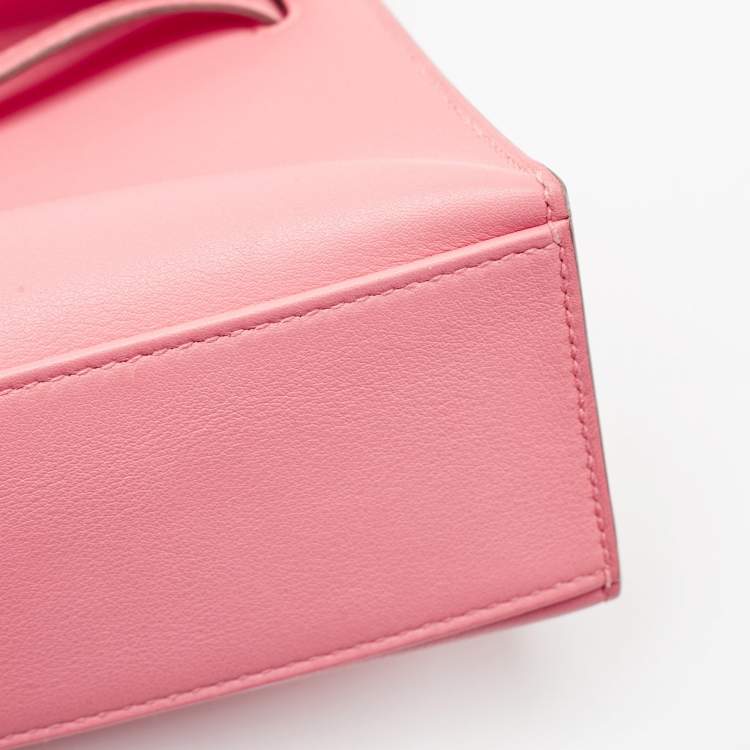 Pre Owned Hermes Rose Azalee Swift Leather Gold Finish Kelly Pochette