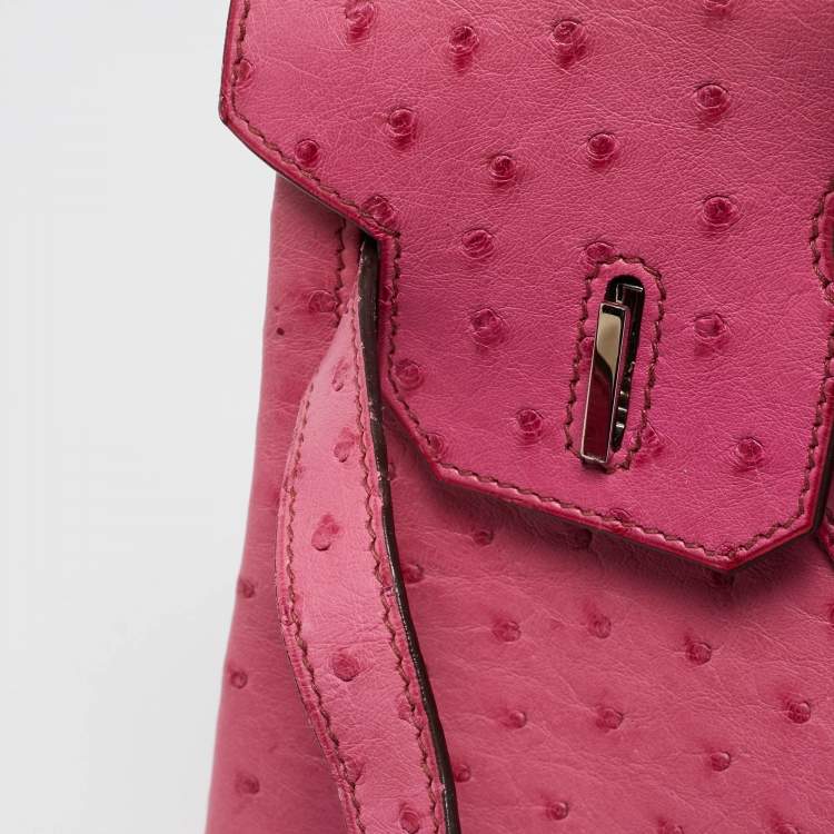 Pre Owned Hermes Fuchsia Ostrich Palladium Finish Birkin 30 Bag