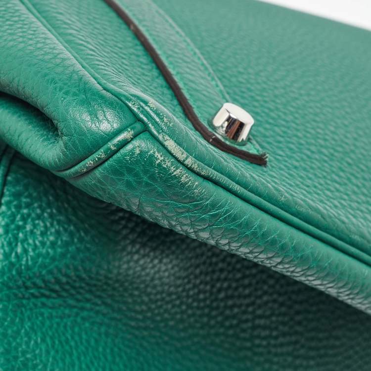 Pre Owned Hermes Malachite Taurillon Togo Leather Palladium Finish Birkin 35 Bag