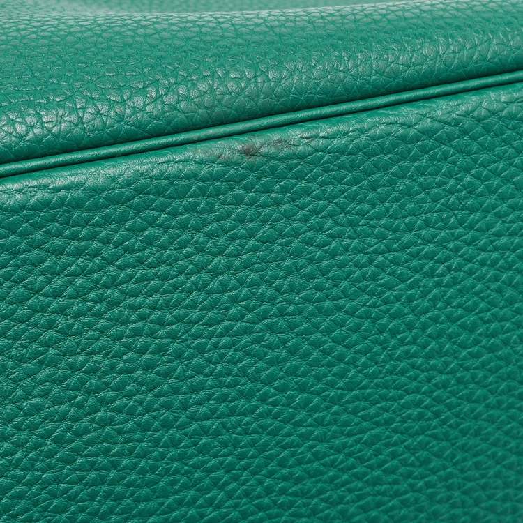 Pre Owned Hermes Malachite Taurillon Togo Leather Palladium Finish Birkin 35 Bag