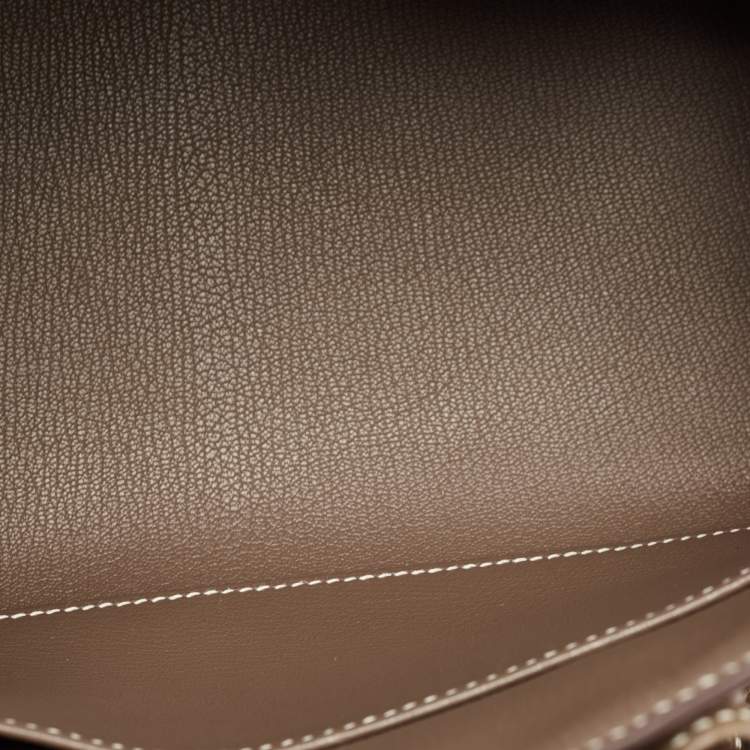 Pre Owned Hermes Etoupe Epsom Leather Gold Finish Birkin Sellier 25 Bag