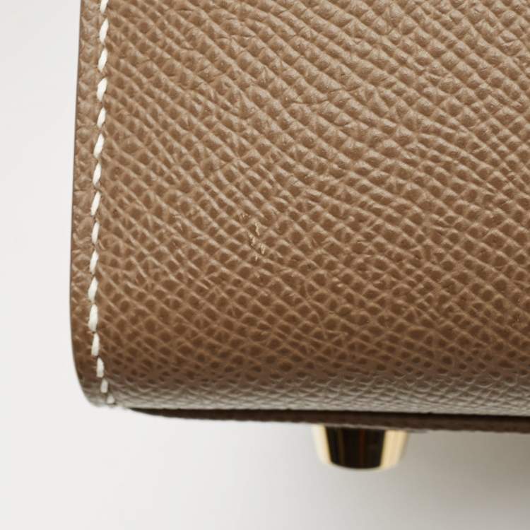 Pre Owned Hermes Etoupe Epsom Leather Gold Finish Birkin Sellier 25 Bag