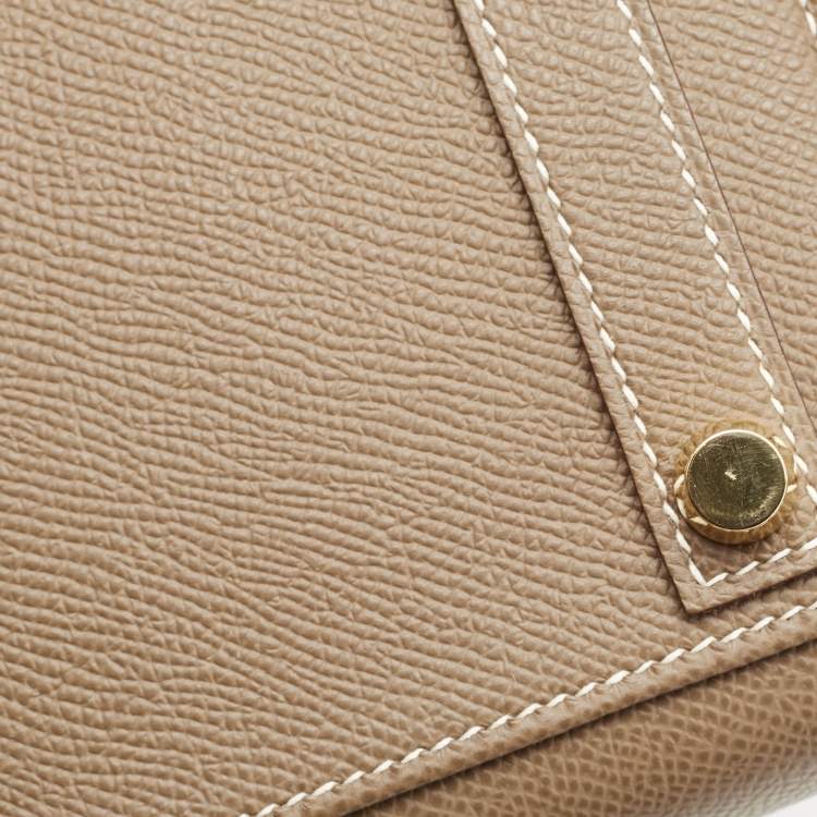 Pre Owned Hermes Etoupe Epsom Leather Gold Finish Birkin Sellier 25 Bag
