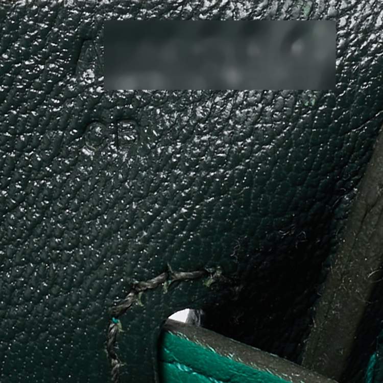 Pre Owned Hermes Vert Vertigo/Vert Fonce Taurillon Clemence Palladium Finish Birkin 35 Bag