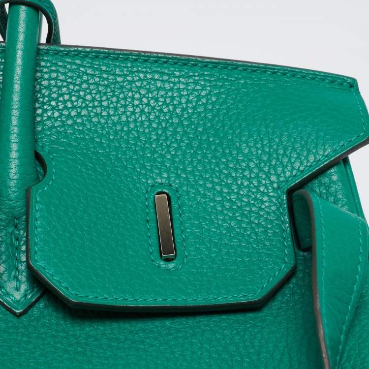 Pre Owned Hermes Vert Vertigo/Vert Fonce Taurillon Clemence Palladium Finish Birkin 35 Bag