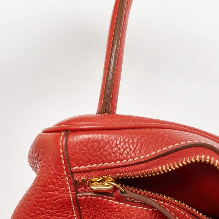 Pre Owned Hermes Blush Taurillon Clemence Leather Gold Hardware Lindy 34 Bag