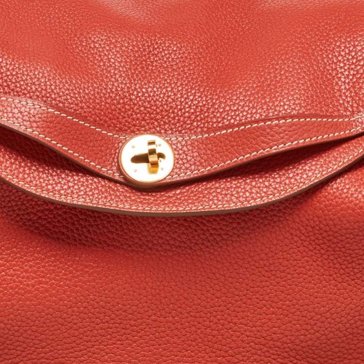 Pre Owned Hermes Blush Taurillon Clemence Leather Gold Hardware Lindy 34 Bag