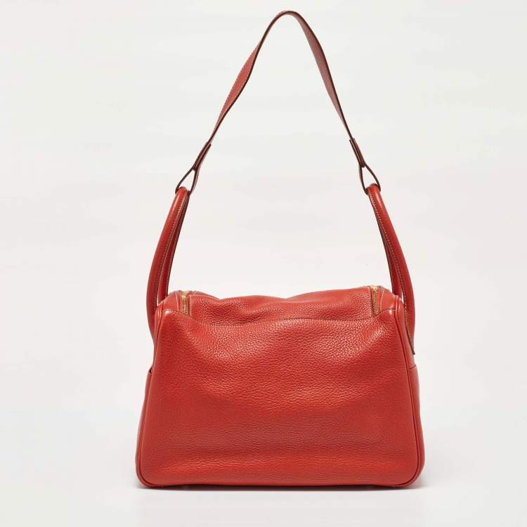 Pre Owned Hermes Blush Taurillon Clemence Leather Gold Hardware Lindy 34 Bag