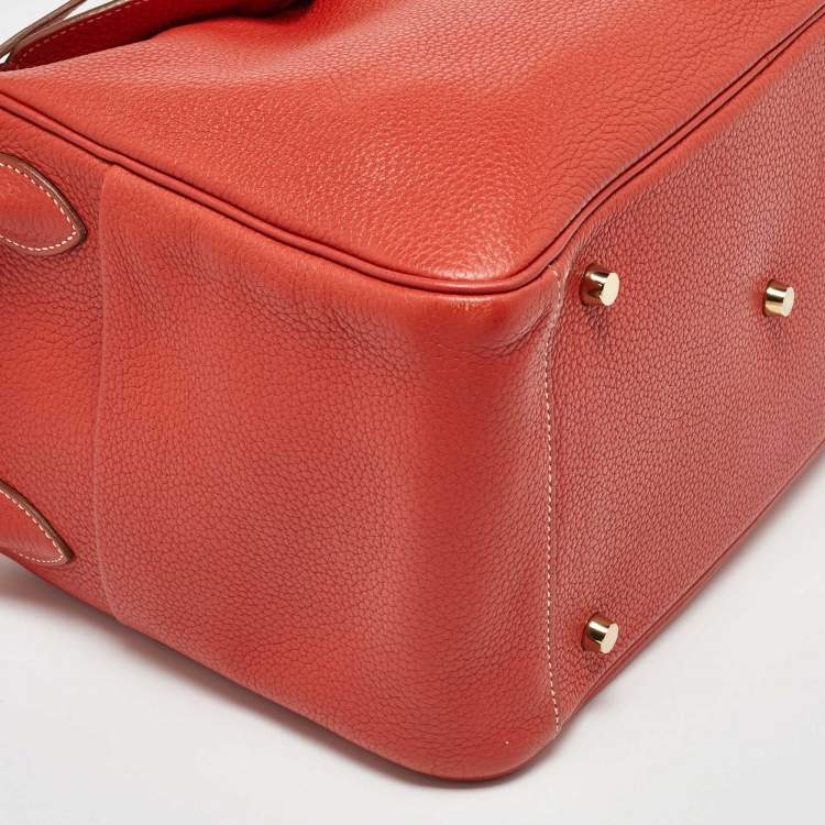 Pre Owned Hermes Blush Taurillon Clemence Leather Gold Hardware Lindy 34 Bag