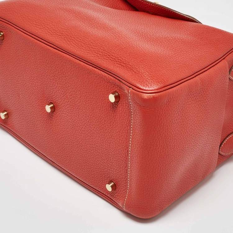 Pre Owned Hermes Blush Taurillon Clemence Leather Gold Hardware Lindy 34 Bag