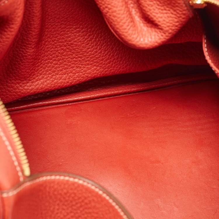 Pre Owned Hermes Blush Taurillon Clemence Leather Gold Hardware Lindy 34 Bag