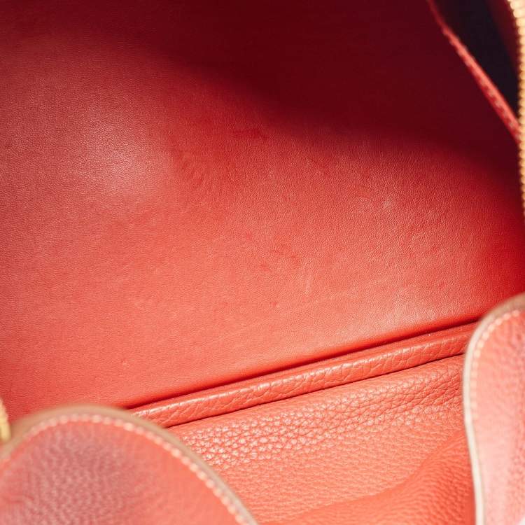 Pre Owned Hermes Blush Taurillon Clemence Leather Gold Hardware Lindy 34 Bag