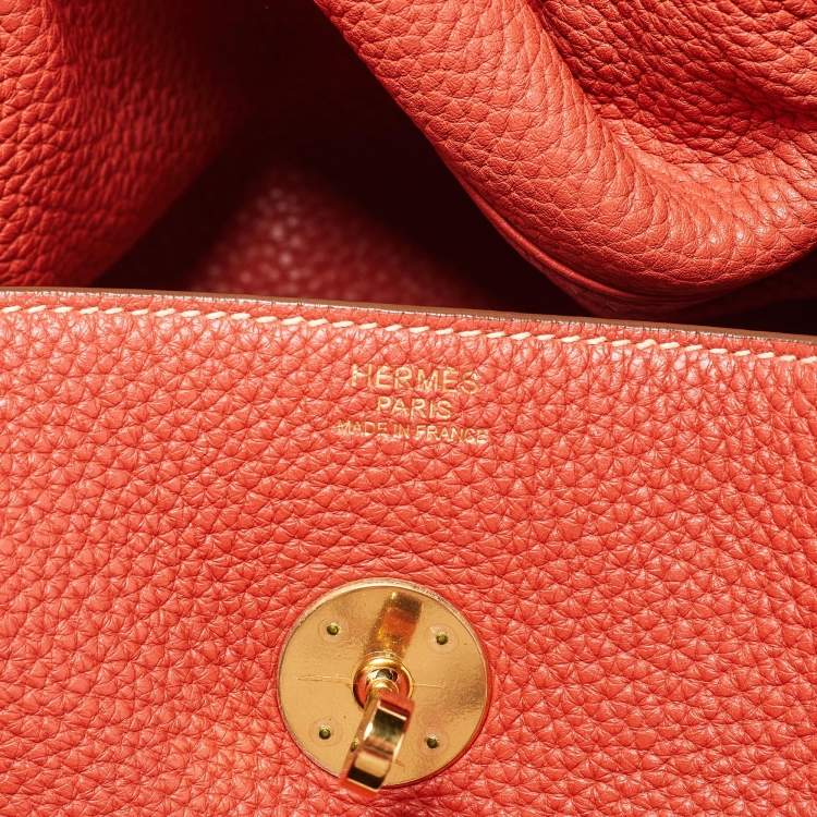 Pre Owned Hermes Blush Taurillon Clemence Leather Gold Hardware Lindy 34 Bag