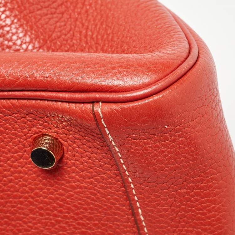 Pre Owned Hermes Blush Taurillon Clemence Leather Gold Hardware Lindy 34 Bag