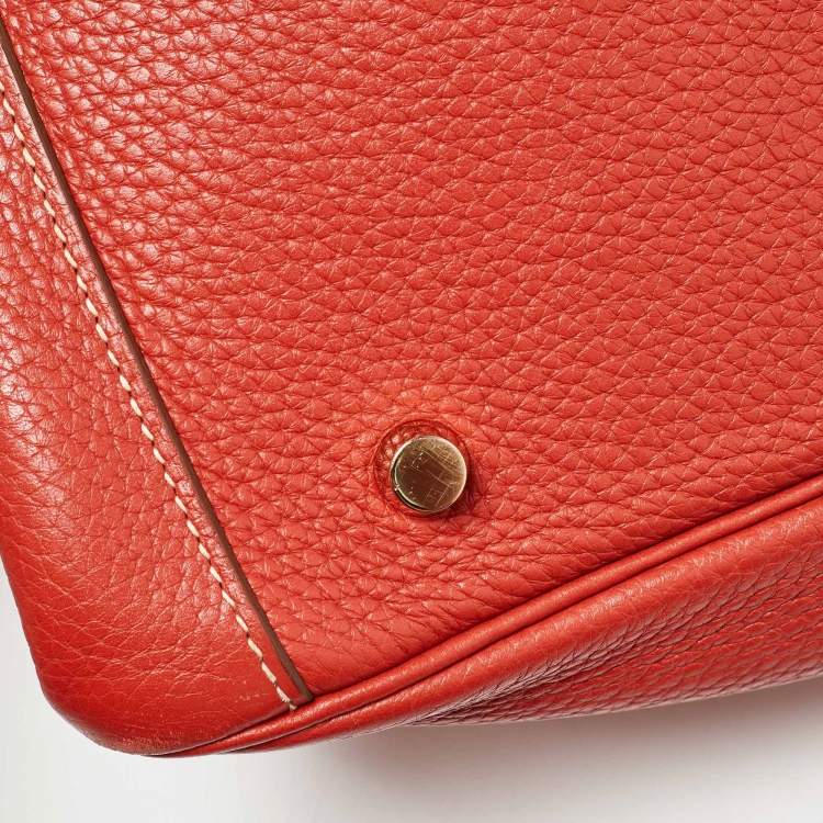 Pre Owned Hermes Blush Taurillon Clemence Leather Gold Hardware Lindy 34 Bag