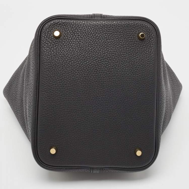 Pre Owned Hermes Noir Taurillon Clemence Leather Picotin Lock 22 Bag