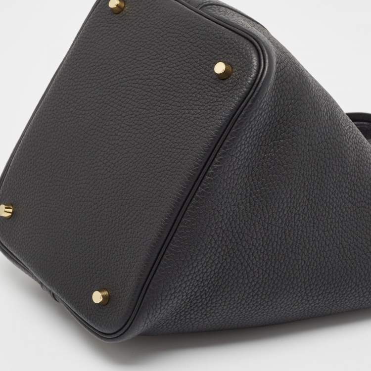 Pre Owned Hermes Noir Taurillon Clemence Leather Picotin Lock 22 Bag