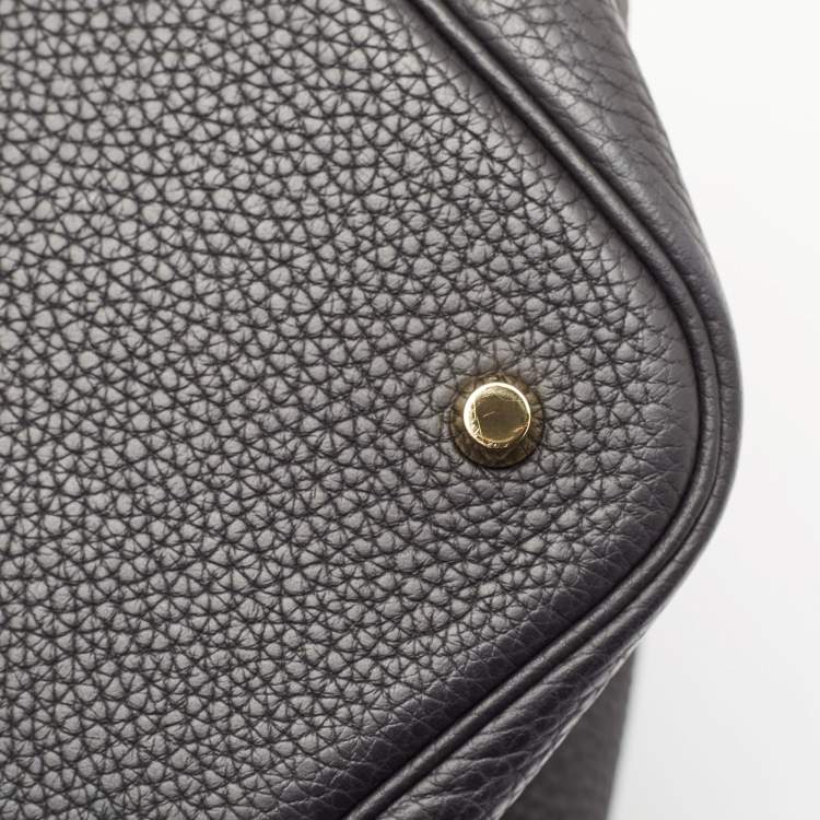 Pre Owned Hermes Noir Taurillon Clemence Leather Picotin Lock 22 Bag