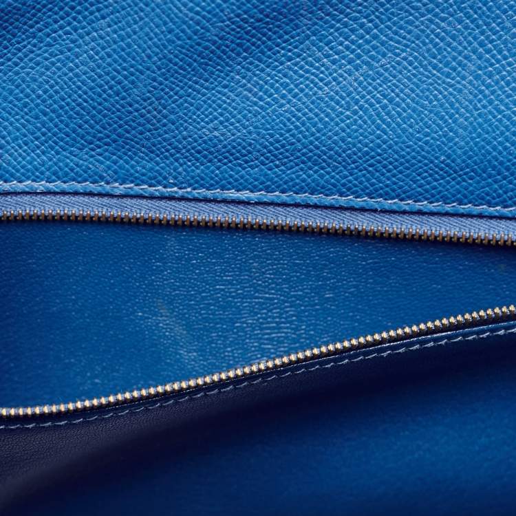Pre Owned Hermes Bleu Courchevel Leather Gold Finish Kelly Retourne 28 Bag