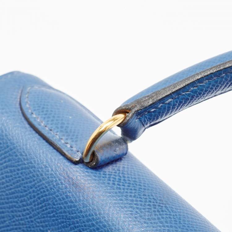 Pre Owned Hermes Bleu Courchevel Leather Gold Finish Kelly Retourne 28 Bag