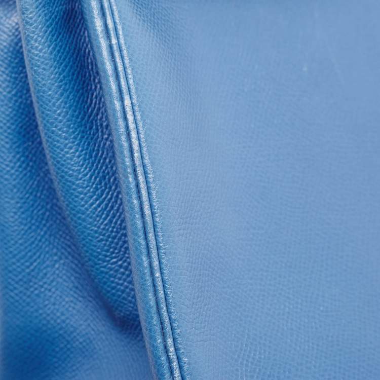 Pre Owned Hermes Bleu Courchevel Leather Gold Finish Kelly Retourne 28 Bag
