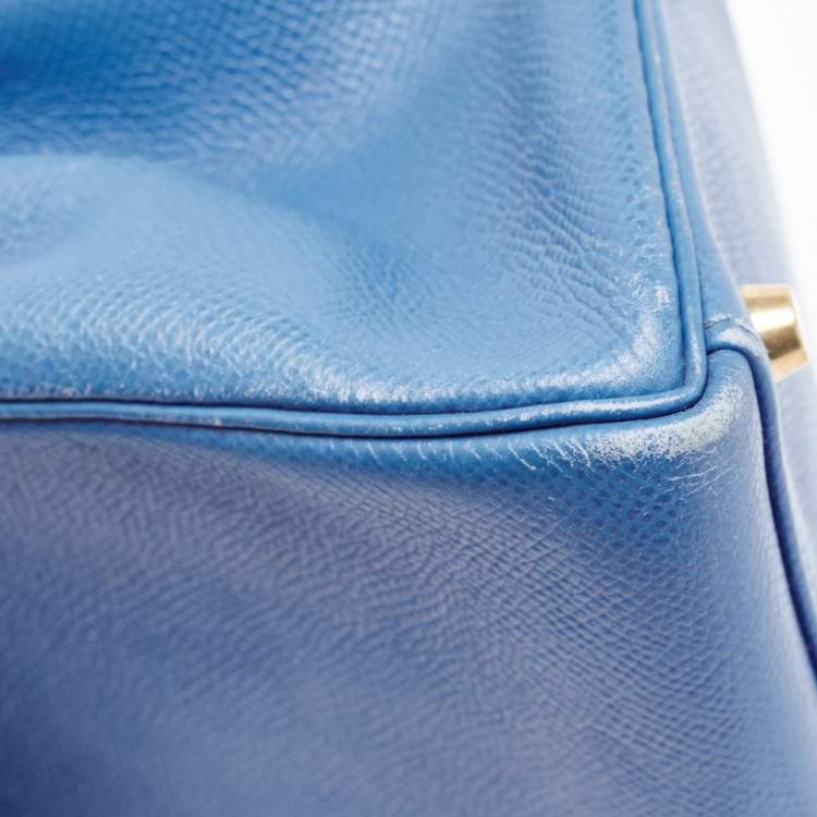 Pre Owned Hermes Bleu Courchevel Leather Gold Finish Kelly Retourne 28 Bag