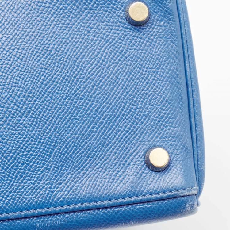 Pre Owned Hermes Bleu Courchevel Leather Gold Finish Kelly Retourne 28 Bag