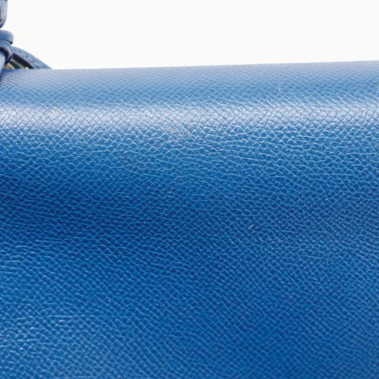 Pre Owned Hermes Bleu Courchevel Leather Gold Finish Kelly Retourne 28 Bag