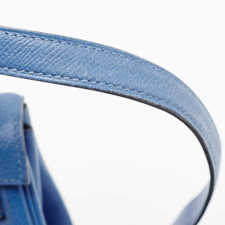 Pre Owned Hermes Bleu Courchevel Leather Gold Finish Kelly Retourne 28 Bag