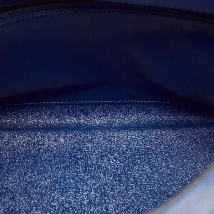 Pre Owned Hermes Bleu Courchevel Leather Gold Finish Kelly Retourne 28 Bag
