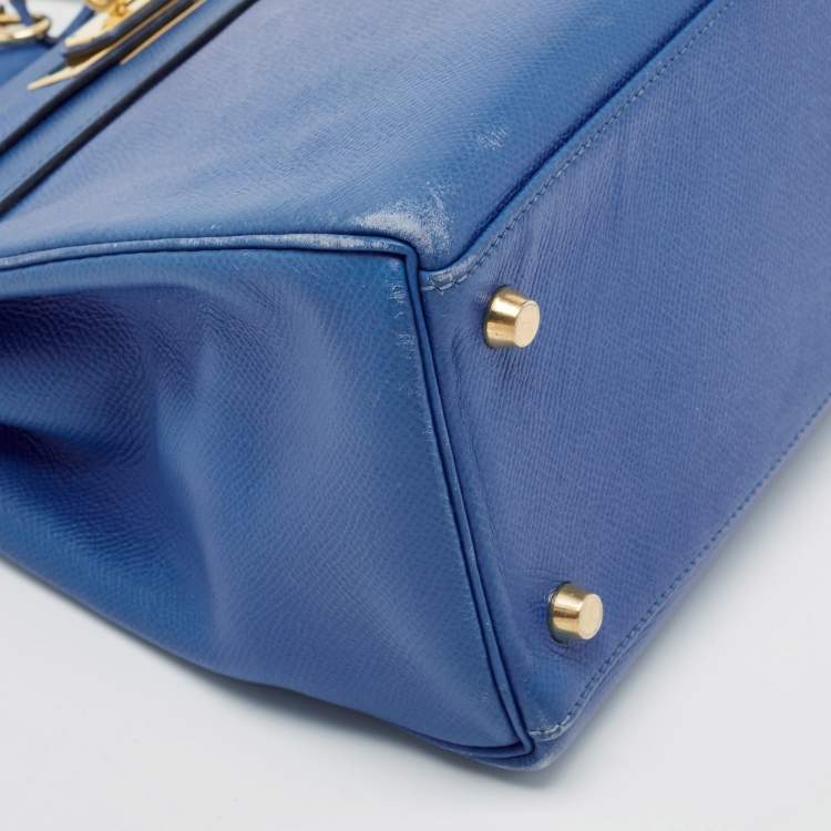 Pre Owned Hermes Bleu Courchevel Leather Gold Finish Kelly Retourne 28 Bag