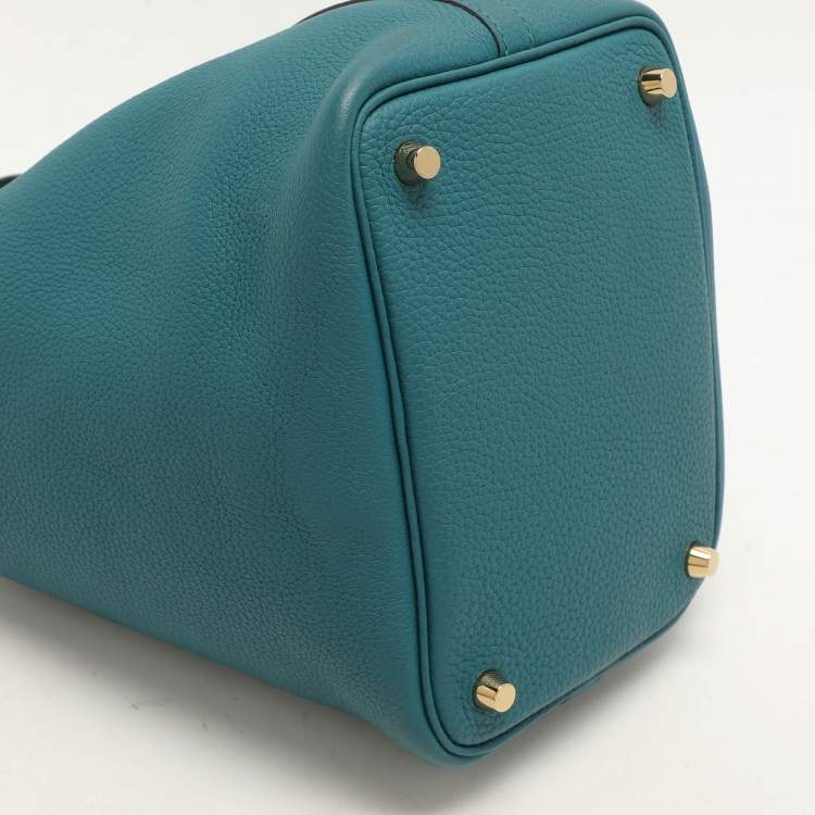 Pre Owned Hermes Vert Bosphore Taurillon Clemence Leather Picotin Lock 18 Bag