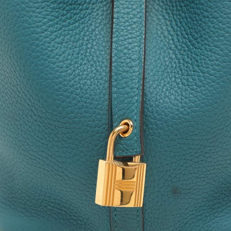 Pre Owned Hermes Vert Bosphore Taurillon Clemence Leather Picotin Lock 18 Bag