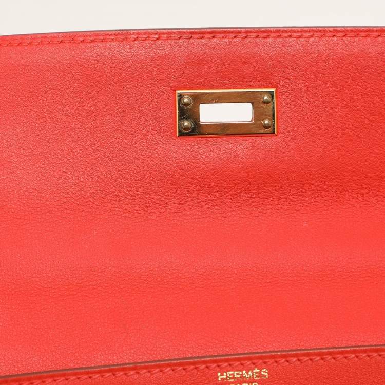 Pre Owned Hermes Capucine Swift Leather Gold Plated Kelly Retourne 25 Bag