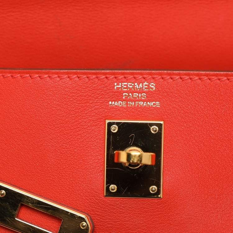 Pre Owned Hermes Capucine Swift Leather Gold Plated Kelly Retourne 25 Bag