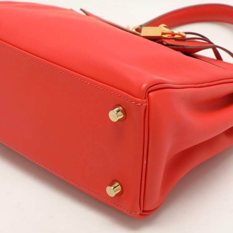 Pre Owned Hermes Capucine Swift Leather Gold Plated Kelly Retourne 25 Bag